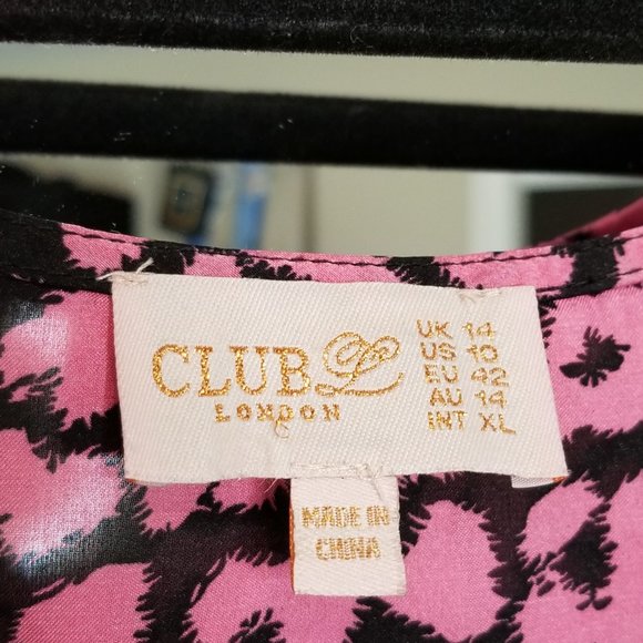 ASOS Club L London Tie Open Front Pink Leopard Crop Top, Size 10 - Picture 4 of 12
